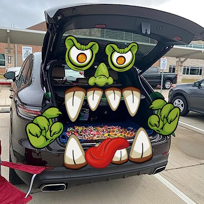PARTYLOUD Store Trunk or Treat Car Decorations Kit for SUV, Halloween Cute Monster Face Trunk or Treat Car Decorations Kit, Outdoor Halloween Garage Door Decorations - Image 2